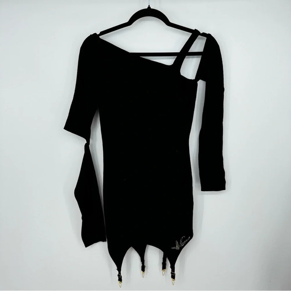 Nana Jacqueline Bedazzled Garter Long Sleeve Cutout Mini Dress - Picture 5 of 8